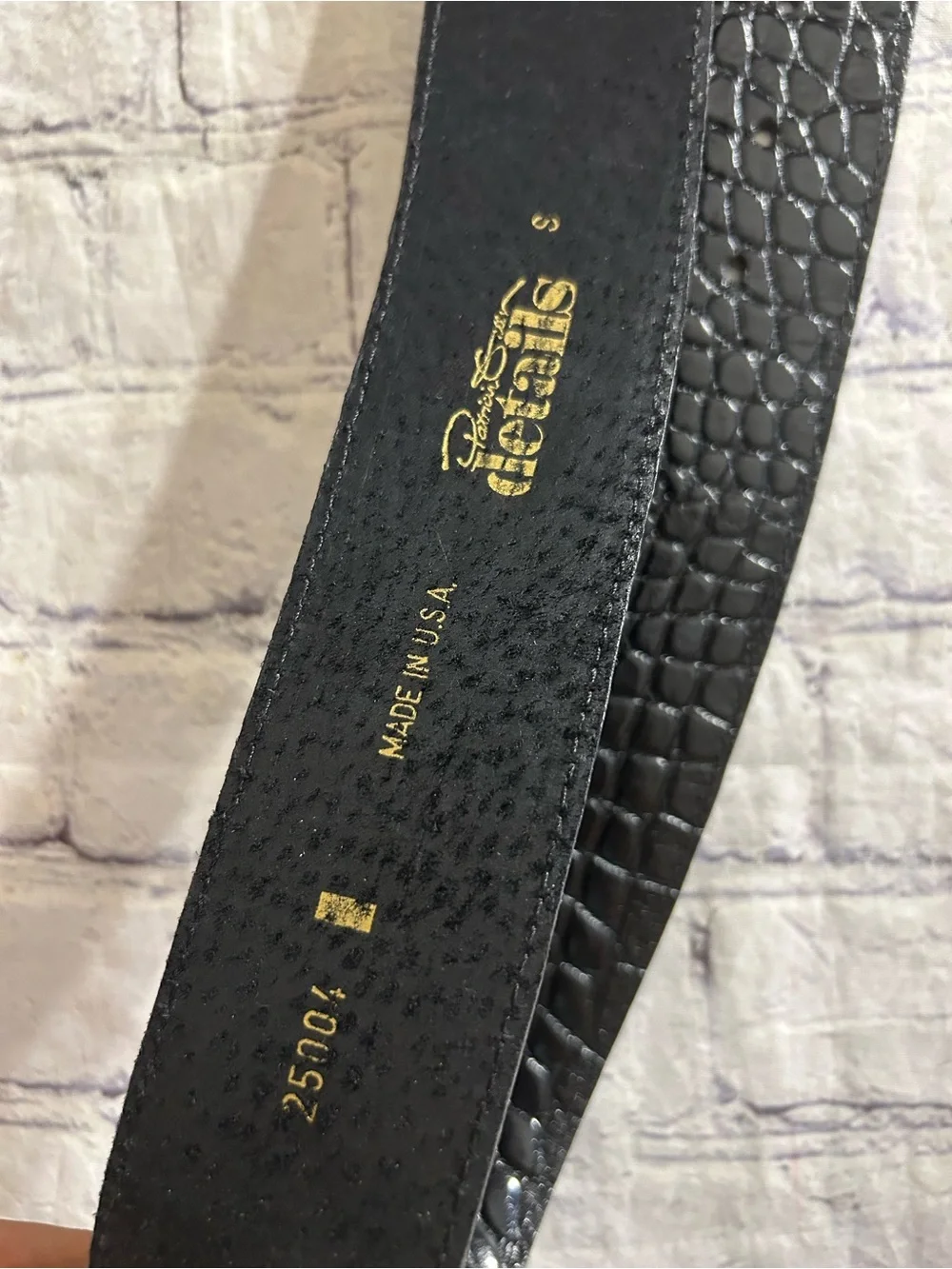 PATRICIA GREEN BLACK WIDE CROC COVER BUCKLE & BROWN EMBELLISHED BUCKLE BOHO BELT